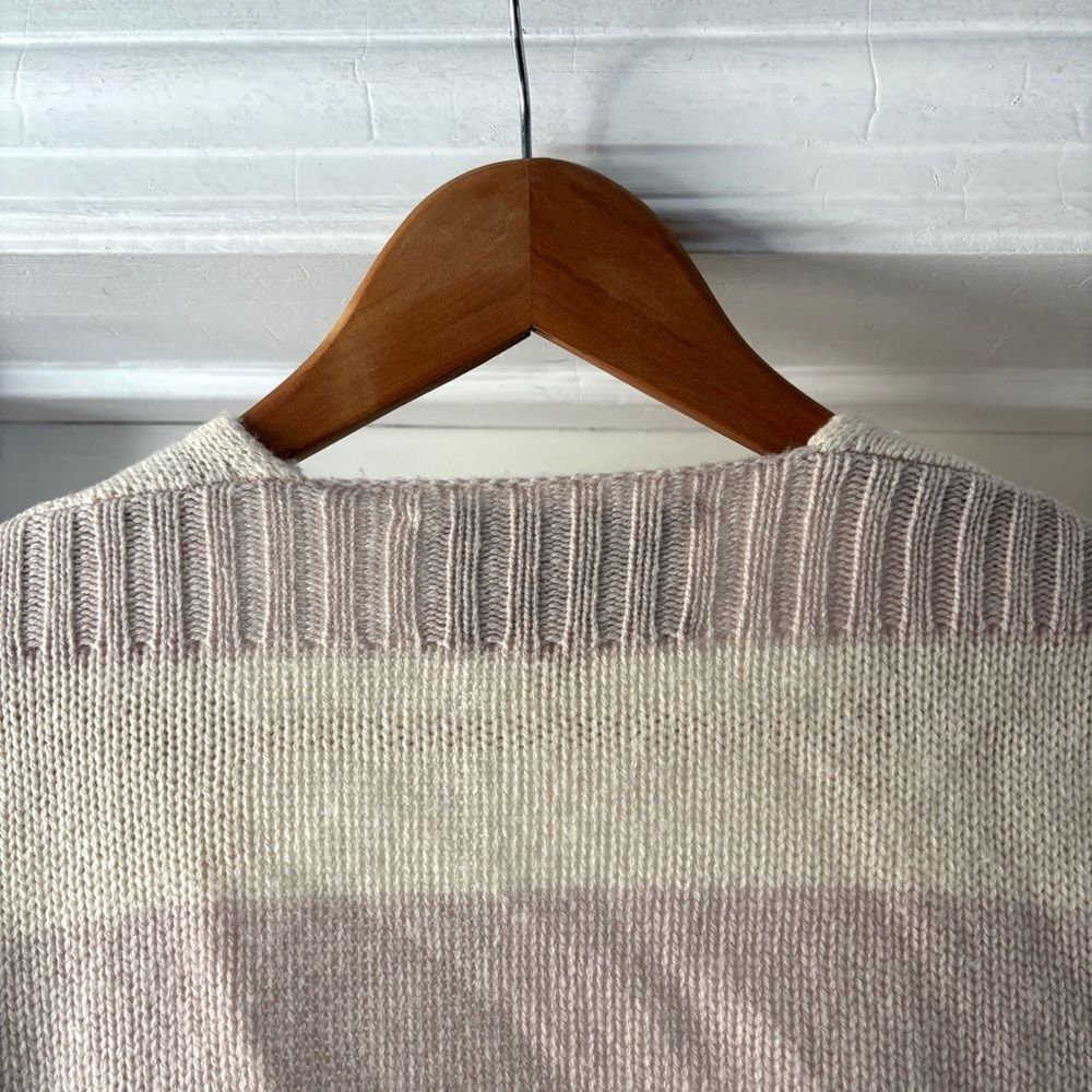 Brochu Walker Tie Front Ayla Striped Cardigan Sweater Cream Mauve Size S - Picture 10 of 15
